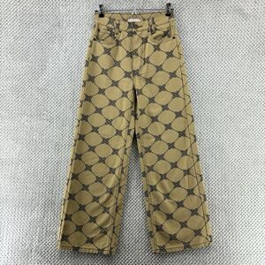 BDG Jeans Women 25 Khaki Tennis Racket Novelty Print Hight Rise Wide Leg Rigid